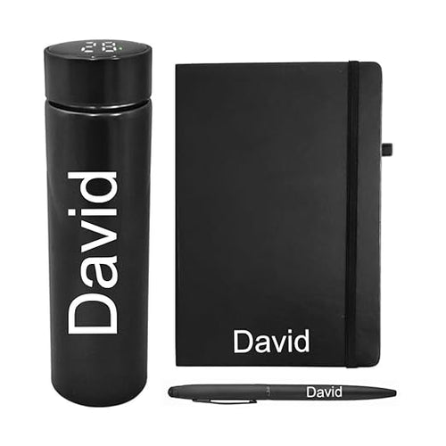 Personalised 3 in 1 Corporate Gift Set which Includes Diary,Bottle & Metal Pen.